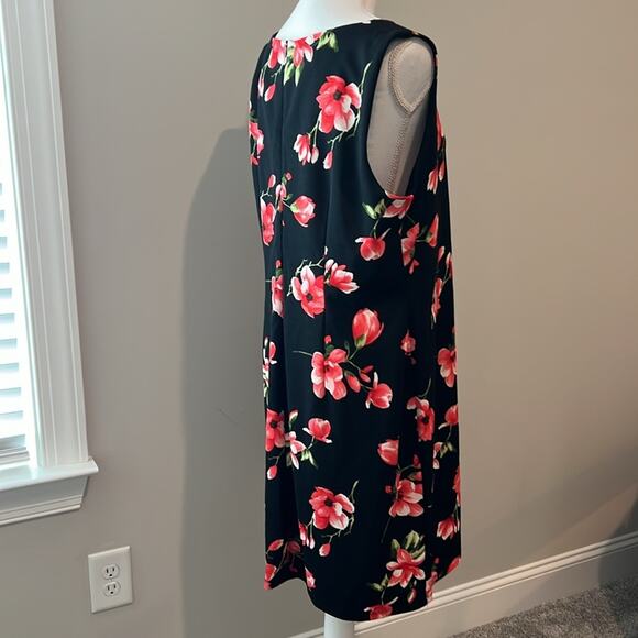 NWT $74 AGB Plus Size 16 Essential Sheath Black Red Floral Dress Career Midi - Picture 6 of 16